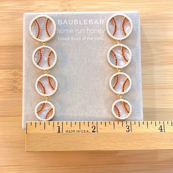 Brand New BaubleBar Baseball Drop Earrings Home Run Honey Beaded Sporty MLB - Picture 6 of 9